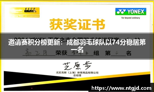 邀请赛积分榜更新：成都羽毛球队以74分稳居第一名